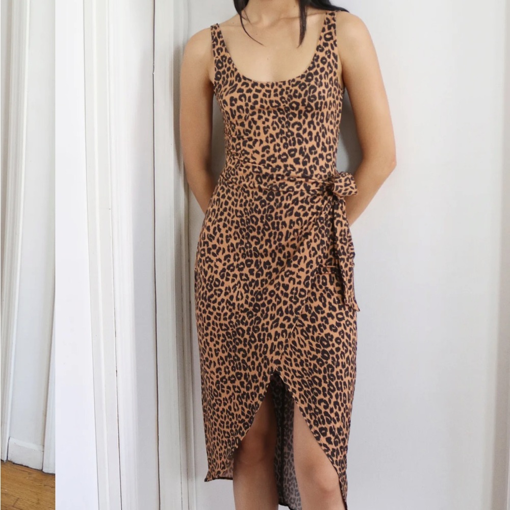 Reformation Kaila Knit Wrap Dress Leopard Small